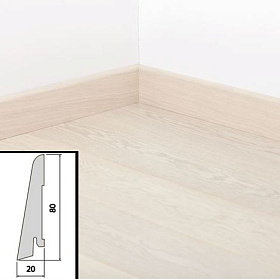 Плинтус шпонированный Tarkett 80x20 Art White Pearl, 1 м.п.